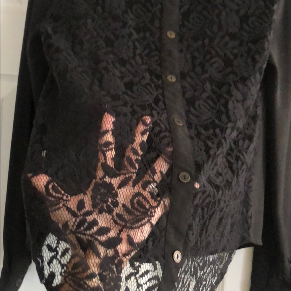 Blu Pepper Collared Button Down, M, Sheer - image 2